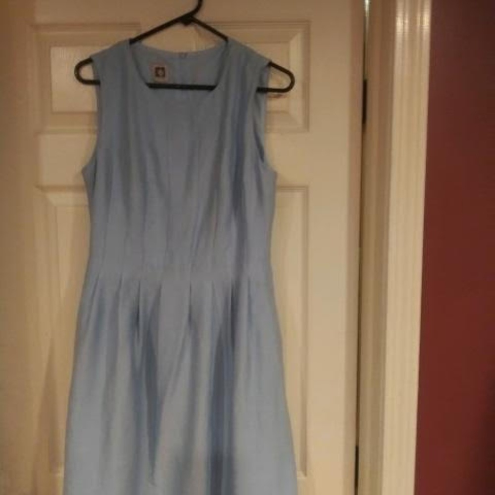 Baby Blue  Size 10 sleveless soft pleat dress.